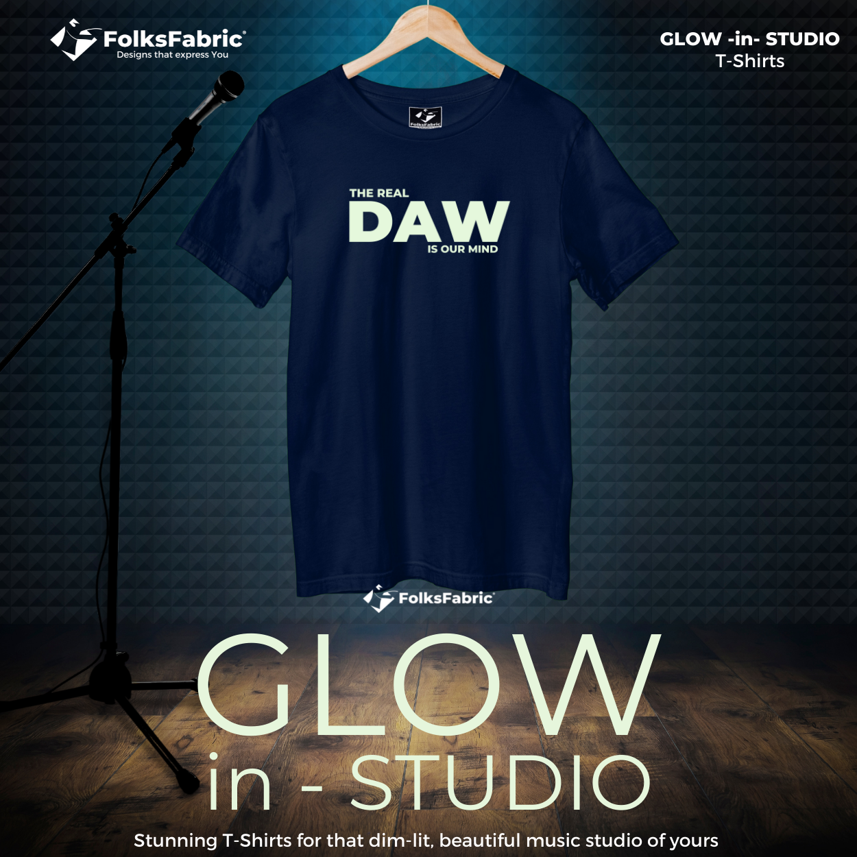 Glow in the dark T-Shirt for music studio by FolksFabric