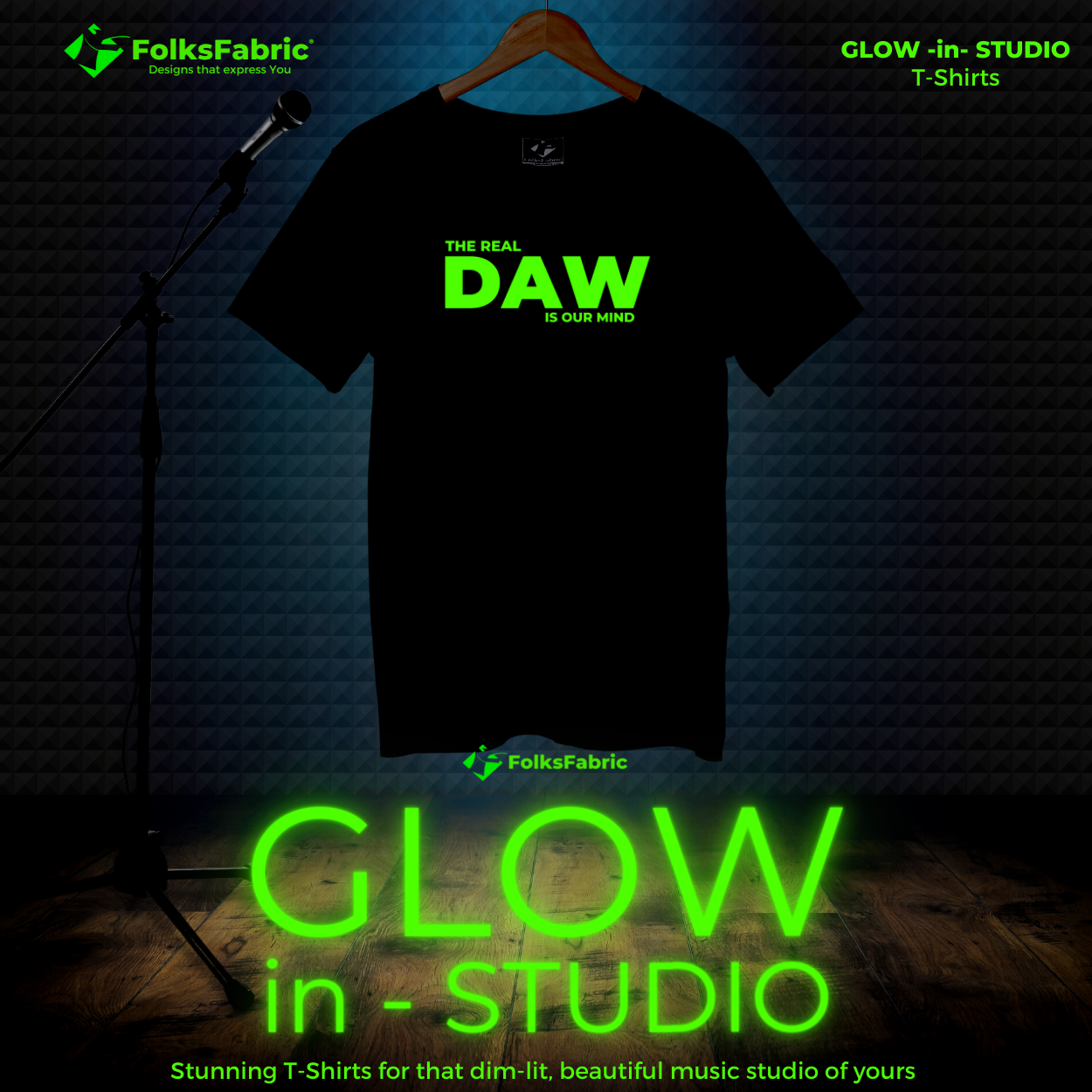 Glow in the dark T-Shirt for music studio by FolksFabric