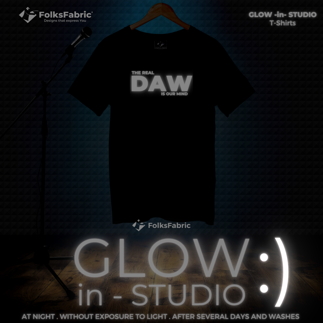 Glow in the dark T-Shirt for music studio by FolksFabric