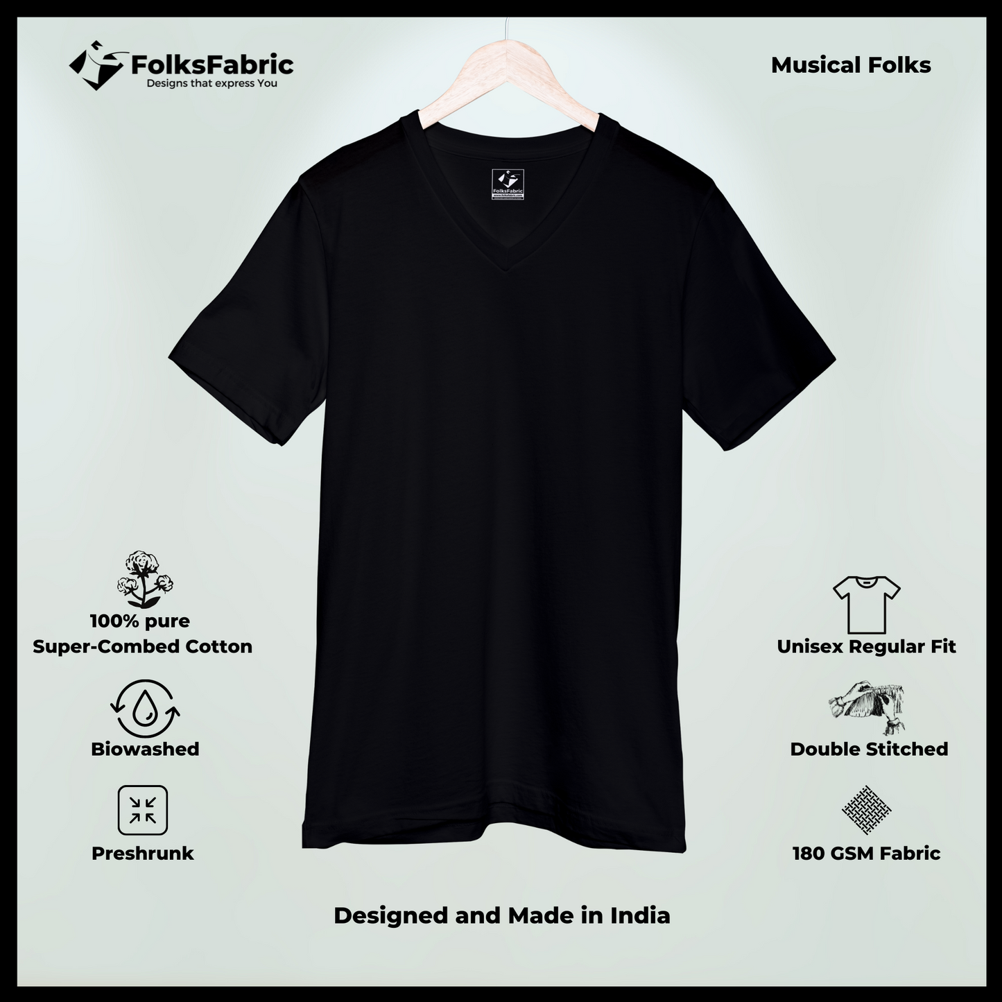 Piano Black [V-Neck] - FolksFabric 