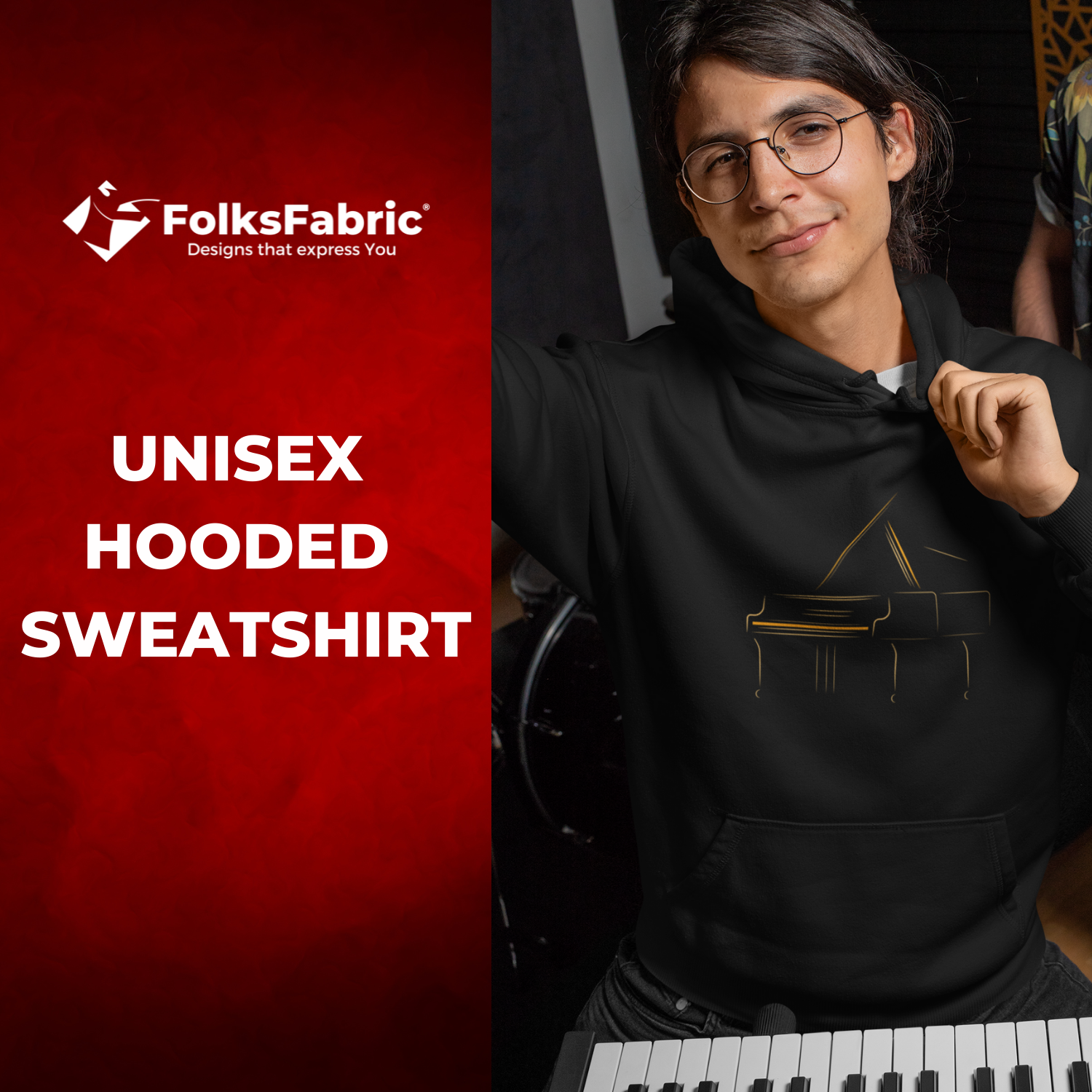 Piano Hoodie - FolksFabric 