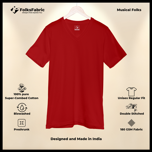 Recording Red [V-Neck] - FolksFabric 