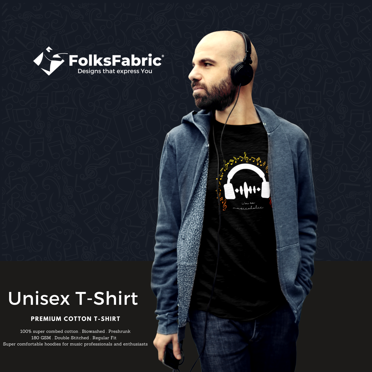 I'm so musicoholic - Full Sleeve Tee - FolksFabric 