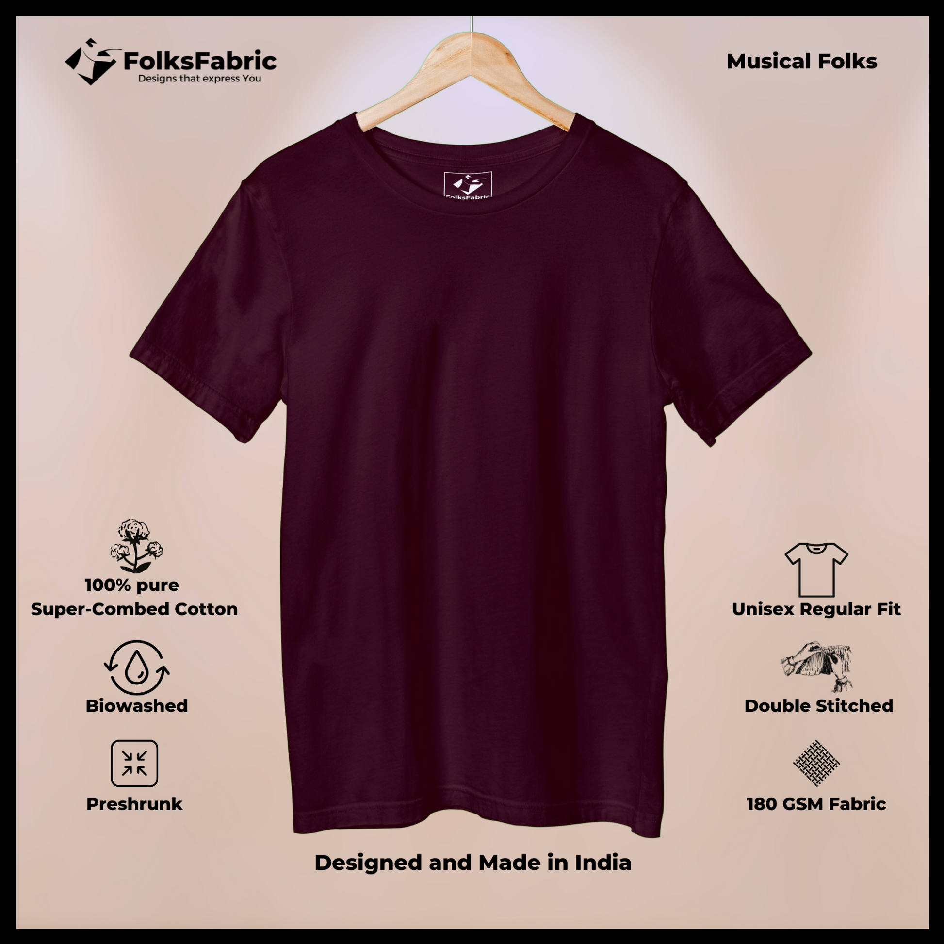 Musical Maroon - Studio T-Shirt - FolksFabric 